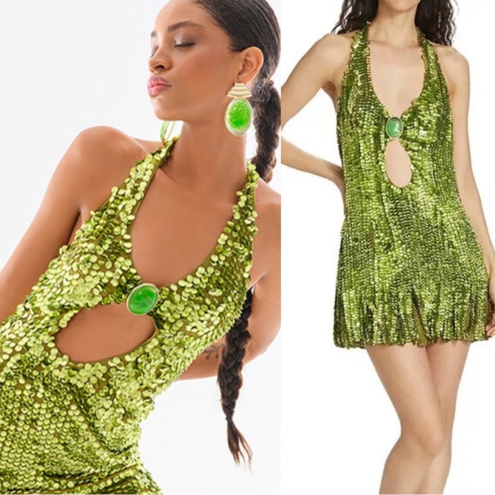 Raisa Vanessa Sequined Halter Mini Dress